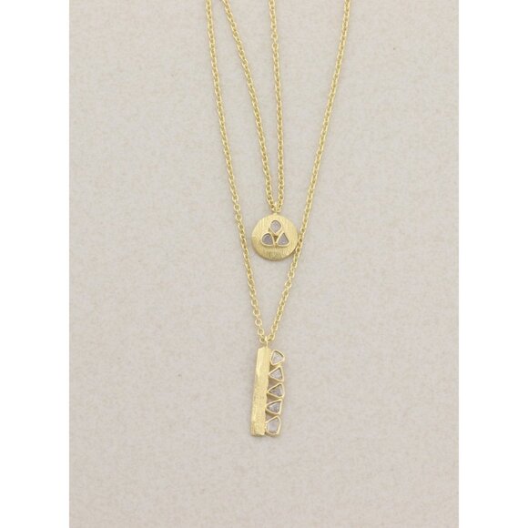 Gold Over Sterling Silver Polki Diamond Slice Layered Necklace 20" to 22" - Picture 1 of 9